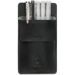 Ringsun Pocket Protector for Men, Full Grain Leather Pen Protect Holder for Heavy Duty Shirts, Lab Coats, Holds Pens, Pointers, Cards, Hold 6 Pens, Pocket Protectors for Pens and Pencils