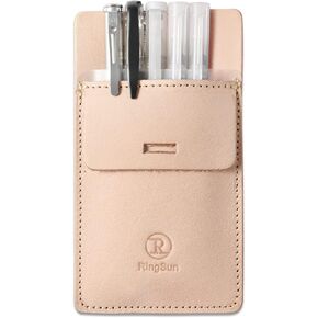 Ringsun Pocket Protector for Men, Full Grain Leather Pen Protect Holder for Heavy Duty Shirts, Lab Coats, Holds Pens, Pointers, Cards, Hold 6 Pens, Pocket Protectors for Pens and Pencils