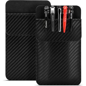 Leather Pocket Protector for Men: A Multi Purpose pocket protectors for shirts - Carbon Fiber Pattern Pocket Protector for Lab Coats | Pocket Pen Holder Accommodates Work Tools Such as Pens