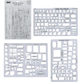 مخطط مستر بن هاوس، قوالب التصميم الداخلي والأثاث، أدوات الرسم وأشكال المساطر للهندسة المعمارية - مجموعة من 3 قطع in Kuwait