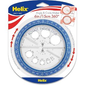 Helix Angle and Circle Maker with Integrated Circle Templates, 360 Degree, 6 Inch / 15cm, Assorted Colors (36002)