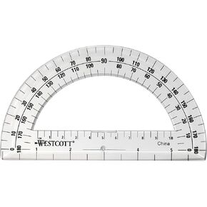 Westcott 6-Inch Plastic 180 Degree Protractor, Clear