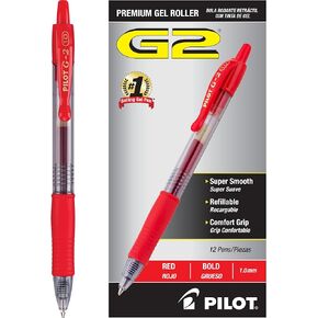 Pilot, G2 Premium Gel Roller Pens, Bold Point 1 mm, Pack of 12, Black