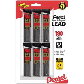 Pentel® Super Hi-Polymer® Leads, 0.5 mm, HB, 30 Leads Per Tube, Pack Of 3 Tubes