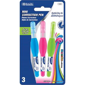 BAZIC Correction Pen (0.1 oz / 3 ml), Precise Metal Tip Applicator, Fine Point Corrections Fluid, White Out Liquid (3/Pack), 144-Packs