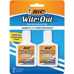 BIC Wite-Out Quick Dry Correction Fluid - 2 pack - white color writeout - white-out