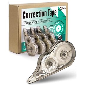 Correction Tape 28 Pack, White Mistake Out, Transparent Dispenser, 1/5 Inch X 32.8 Ft (5mmx10m), Correction Supplies Ergonomic Design Instant Fixes