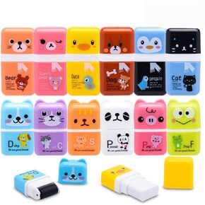 Sooez 12 Pack Pencil Erasers, Cute Erasers Pencil Eraser with Clean up Roller Pencil Eraser Shaving Roller Case Erasers for Party Favors Gift Supplies