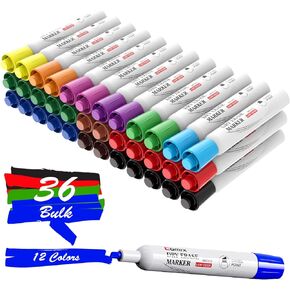 Comix Dry Erase Markers, Chisel Tip White Board Markers, 36 Bulk 4 Assorted Colors Low Odor Markers for Teachers Office & School Supplies