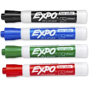 أقلام تحديد قابلة للمسح الجاف ذات رائحة منخفضة من EXPO، طرف إزميل، أسود، عدد 4 in Kuwait