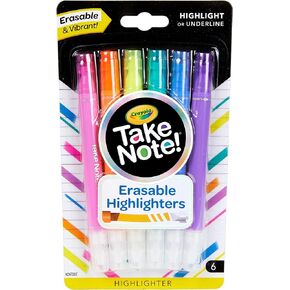 Crayola Take Note Erasable Highlighters (6ct), Assorted No Bleed Highlighters, Chisel Tip Marker Set, For Organizing & Coloring, Gifts