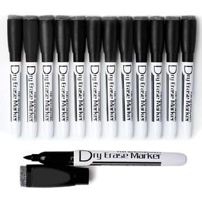 Volcanics Magnetic Dry Wipe Pens Dry Erase Markers With Eraser Cap Low Odor Fine Tip Whiteboard Pens Pack of 12,10 Colors