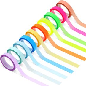 Utron 10 Rolls Colorful Highlighter Tape, 0.31" x 16.5 ft Highlighter Tape Removable, Transparent Highlighter Strips, Highlighter Tape for Books Teachers Students