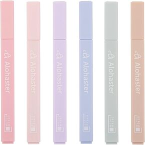 HPSIZEE Aesthetic Cute Highlighters Mild Assorted Colors With Soft Chisel Tip, No Bleed Dry Fast Easy to Hold, for Journal Bible Planner Notes School Office Supplies, 6 Pack - Happiness