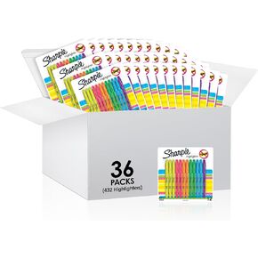 Sharpie Pocket Style Highlighters, Chisel Tip Highlighter Marker Set, Assorted Fluorescent Highlighters, Perfect For Office Supplies, School Supplies, 12 Count