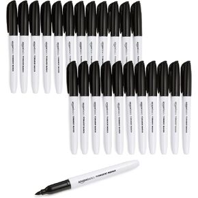 Amazon Basics Fine Point Tip Permanent Markers, Black 4 Pack