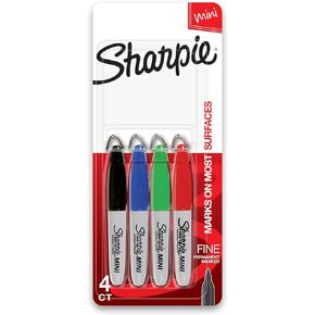 Sharpie Mini Permanent Markers, Fine Point, Assorted Colors, 4 Count