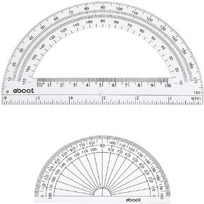 eBoot Plastic Protractor Protractor 180 Degrees, 4 Inch and 6 Inch, Clear, 2 Pieces