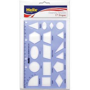 Maped Helix USA - Geometry Shapes Drawing Template - 17 Shapes - Educational Tool - Enhances Precision - Ideal for Drafting & Design - 20cm Ruler