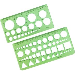 Circle Templates Geometric Drawings Templates Drafting Stencils Measuring Tools Template Artist Design Drawing Aid Tool Circle Templates Measuring Geometry Ruler Drafting Stencils, 2 Pack