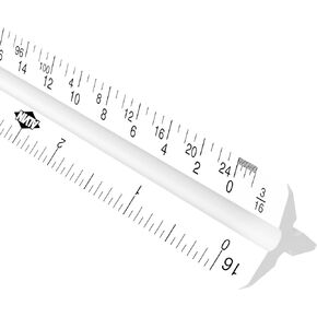 ALVIN Architect Triangular Scale Ruler 12" Model 110P White with Black Graduations, Architecture and Drafting Tool for Students, Hobbyists and Professionals - 12 inches