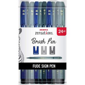 قلم فرشاة Zebra Pen Zensations، رأس فرشاة، حبر أسود مقاوم للماء، عبوة واحدة