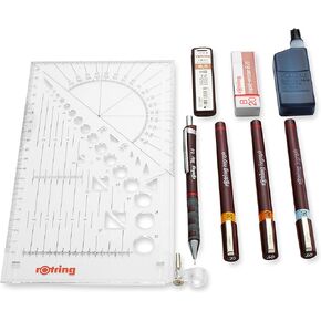 ROtring Isograph Technical Drawing Pen Set, 3-Pen College Set (0.2–0.5-mm)