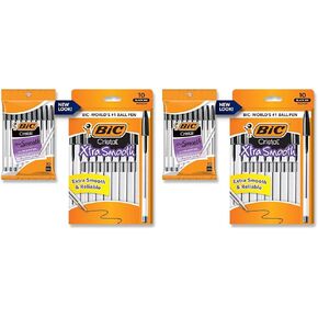 BIC Cristal Xtra Smooth Ballpoint Pen, Medium Point (1.0mm), Black, For Everyday Writing Activities, 10-Count