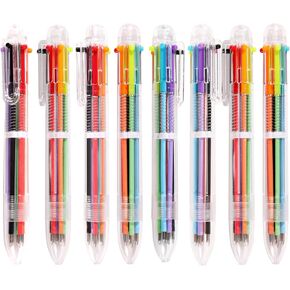 DAIKOYE 24 PCS 0.5mm 6-in-1 Multicolor Ballpoint Pen 6 Colors Transparent Barrel Ballpoint Pen for Office School Supplies Students Children Gift