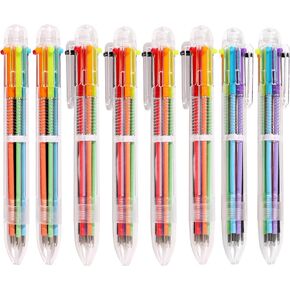 DAIKOYE 24 PCS 0.5mm 6-in-1 Multicolor Ballpoint Pen 6 Colors Transparent Barrel Ballpoint Pen for Office School Supplies Students Children Gift