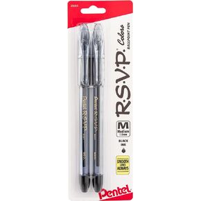 Pentel R.S.V.P. COLORS BallPoint Pen, Medium Line, Violet Ink, Pack of 2 (BK91CRBP2V)