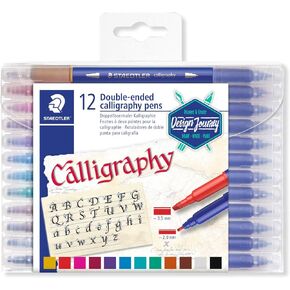 Staedtler Double Ended Calligraphy Duo Markers, Assorted Colors, Set of 12