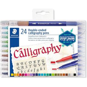 أقلام خط من الألياف ذات طرفين من STAEDTLER 3005 TB24 - ألوان متنوعة (عبوة من 24 قلمًا)