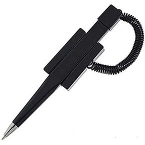 Nobo Pack of 5 Counter Coil Corded Wedgy Pen with Adhesive Backing, Black Ink