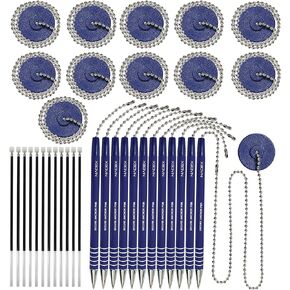 Nadex Ball and Chain Security Pen Set | 1 Pen, 1 Adhesive Mount, and 5 Refills (Black)