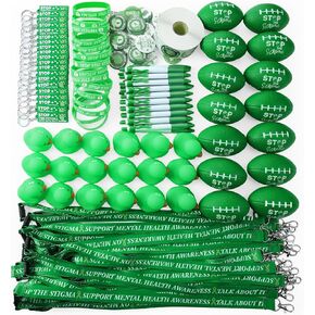 Wettarn 1140 Pcs Mental Health Awareness Items Mental Health Awareness Accessories Set Include Stickers Buttons Stress Balls Pens Silicone Bracelets Rubber Ducks Lanyards Safety Buckles and Keychains