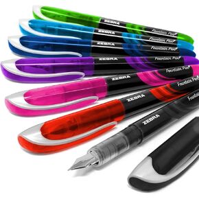 ZEBRA Fuente - Disposable Fountain Pen - One of Each Coloured Ink - Pack of 7