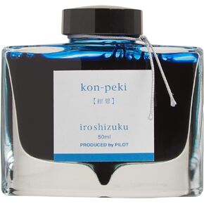 PILOT Iroshizuku Bottled Fountain Pen Ink, Kon-Peki, Deep Blue (Turquoise Blue) 50ml Bottle (69212)