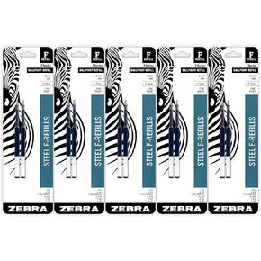Zebra F-Series Ballpoint Stainless Steel Pen Refill, Fine Point, 0.7mm, Black Ink, 10-Count