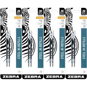 Zebra G-402 Stainless Steel Pen JK-Refill, Fine Point, 0.5mm, Black Ink, 8-Count
