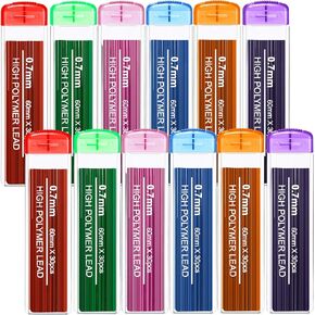 JOVITEC Color Refills 0.7 Colored Pencil Refill 0.7 mm Color Pencil Refill Mechanical Pencil Refills for School Classroom Home Offices, 0.7 mm HB, 6 Color Set (180 Pieces)