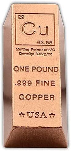 1 Pound Copper Bullion Bar Ingot Paperweight - 999 Pure Chemistry Element Design with Certificate of Authenticity in Kuwait