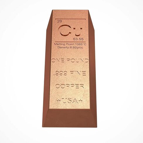 1 Pound Copper Bullion Bar Ingot Paperweight - 999 Pure Chemistry Element Design with Certificate of Authenticity in Kuwait