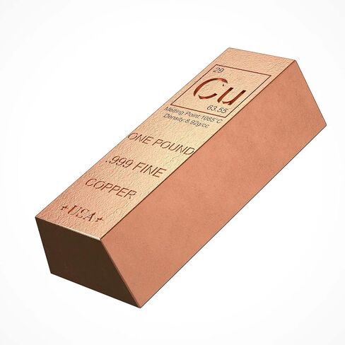 1 Pound Copper Bullion Bar Ingot Paperweight - 999 Pure Chemistry Element Design with Certificate of Authenticity in Kuwait