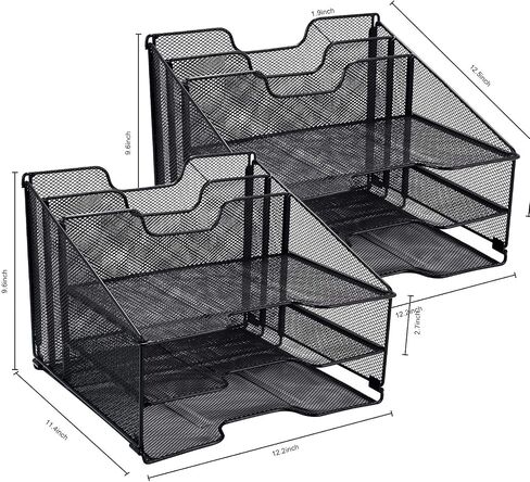 samstar White Desk File Organizer, Mesh Letter File Folder Holder with 3 Paper Trays and 2 Vertical Upright Section, for Office Supplies, Desk Accessories & Workspace, White in Saudi Arabia