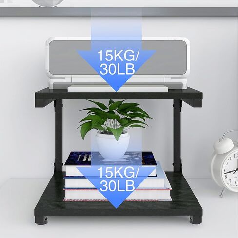 حامل طابعة سطح المكتب بطبقتين من PUNCIA للمكتب المنزلي مع مساحة تخزين، منظم طاولة الطابعة الحديث على سطح الطاولة للمساحات الصغيرة، رف الطابعة لملفات الماسح الضوئي لجهاز الفاكس in Kuwait