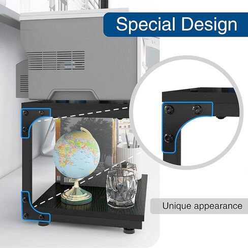 حامل طابعة سطح المكتب بطبقتين من PUNCIA للمكتب المنزلي مع مساحة تخزين، منظم طاولة الطابعة الحديث على سطح الطاولة للمساحات الصغيرة، رف الطابعة لملفات الماسح الضوئي لجهاز الفاكس in Kuwait