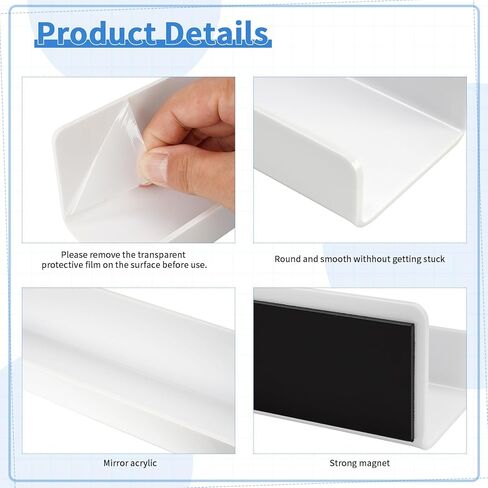 قطعتان من رف الكتب المغناطيسي للسبورة البيضاء، رف كتب مغناطيسي قابل لإعادة الاستخدام، حامل رف كتب مغناطيسي من الأكريليك مع قطعتين من حاوية القلم، رف عرض الكتب لمدرس الأطفال في الفصل الدراسي in Kuwait