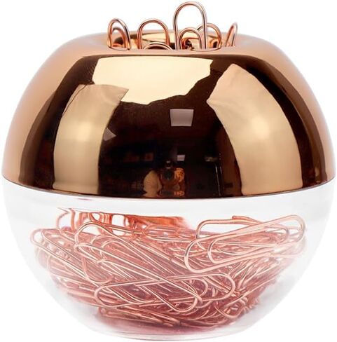 Rose Gold Paper Clip Holder Magnetic Paper Clips Dispenser with 100pcs Paperclips for Desk Office School Home Organizers Accessories Gift Idea (Rose Gold) in Kuwait