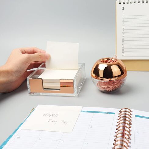 Rose Gold Paper Clip Holder Magnetic Paper Clips Dispenser with 100pcs Paperclips for Desk Office School Home Organizers Accessories Gift Idea (Rose Gold) in Kuwait